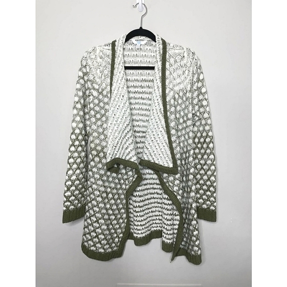 Time And Tru Flyaway Cardigan Sweater Open Front Chunky Knit Olive Green… - Picture 4 of 14